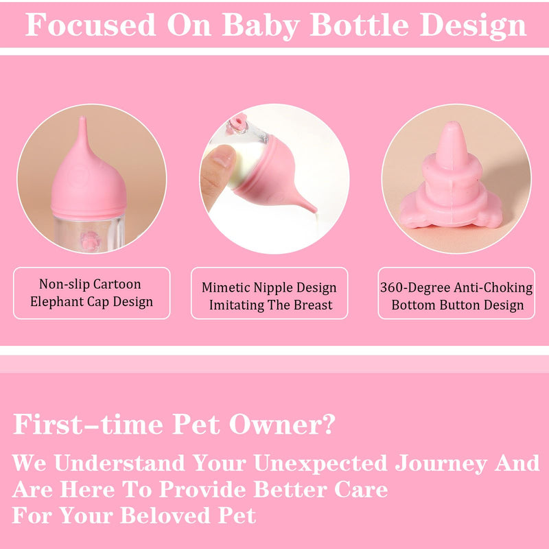 2 Pcs Puppy Bottles for Nursing Animal Feeding Bottles Reusable Pet Feeder Bottle Anti-Choking Design Puppy Bottle Silicone Kitten Feedings Kit for Newborn Kitten Puppies Small Animals - PawsPlanet Australia