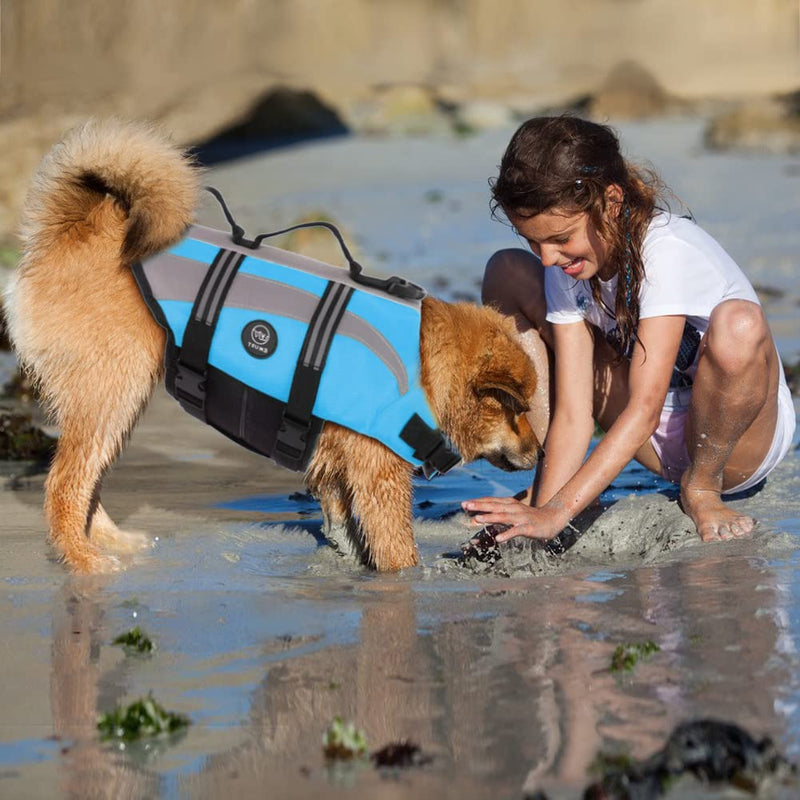 EMUST Life Vests for Dogs, Lightweight Small/Medium/Large Dog Life Preserver, XL Dog Life Jacket for Swimming/Boat/Water, Life Jacket for Large Dogs,Blue, XL Blue