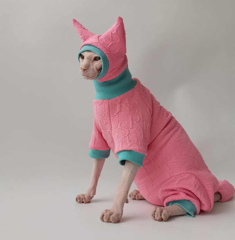 Hairless Cat Clothes Sphynx Cat Pajamas Outfits Kitten Clothes with Hat Tail Cover Pet Apparel for Cornish, Rex Devon Small Only Clothes - PawsPlanet Australia