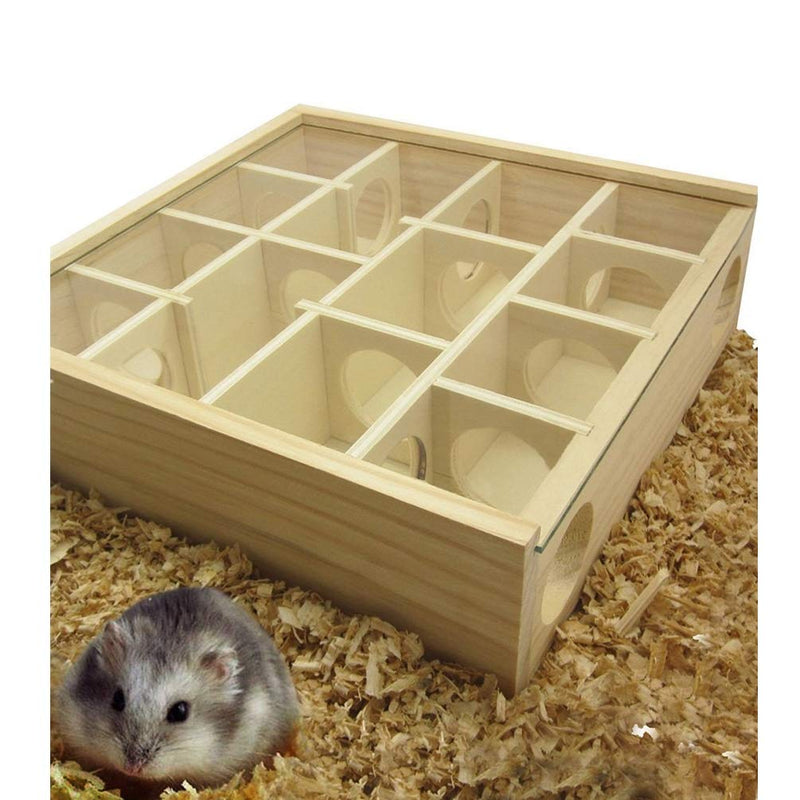 Hamster Wooden Maze Tunnel with Plexiglass Cover Exploring Toys for Dwarf Hamster Mice Small Gerbil