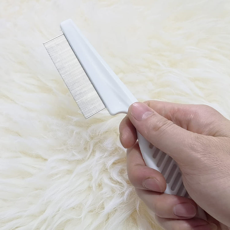 Flea Comb for Dogs and Cats - Pet Lice Comb Remove Fleas and Flea Eggs - Tear Stain Remover - Pet Comb for Detangling and Dematting Face & Paws - Dog Comb, Cat Comb - 3 Pack White - PawsPlanet Australia