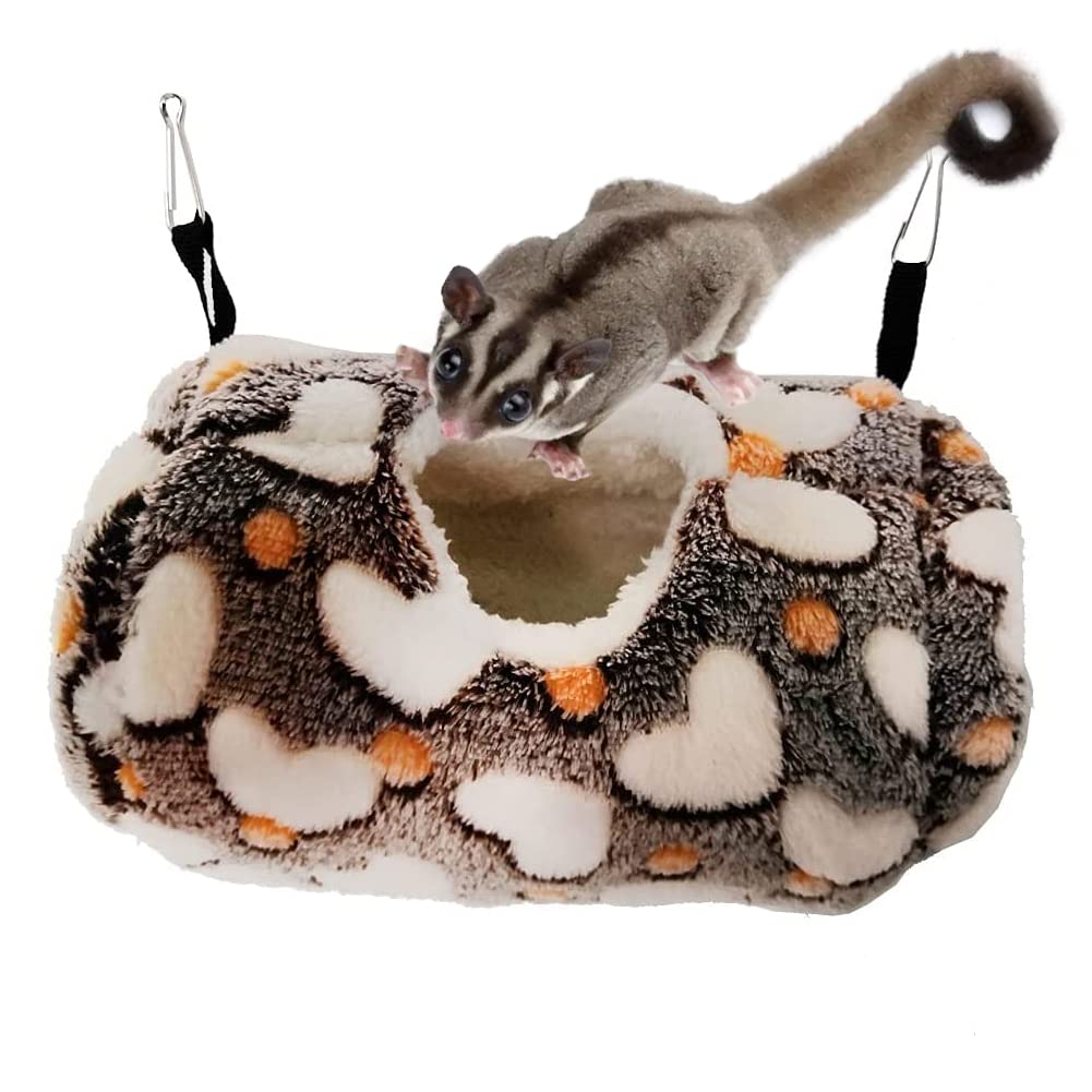 Sugar Glider Sleeping Pouch Small Animal Hammock, Hanging Bed Warm Cotton Nest for Rat Hamster Gerbil Sugar Glider Chinchilla Squirrel Guinea Pig (Coffee) Coffee