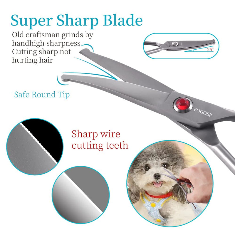 4.5" Curved Dog Scissors for Grooming Face and Paws with Safety Round Tip for Small Dogs Face Paw Ears Trimmer Professional Small Cat Grooming Shears (4.5" Curved, Gray) Curved Shears 4.5 inch - PawsPlanet Australia