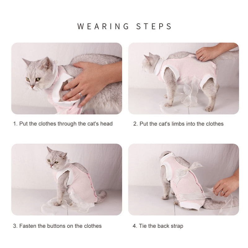 Sonew Recovery Suit for Cats After Surgery, Breathable Gauze Cotton Bandage for Cats and Licking Protection – Ideal Healing Clothing (L) L