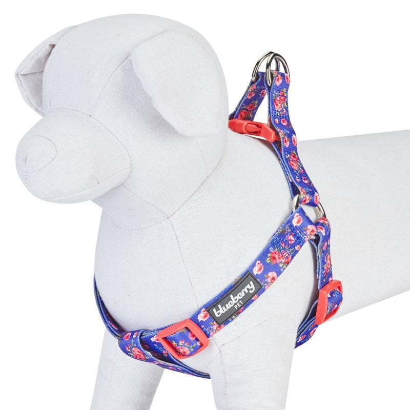 Blueberry Pet 9 Patterns Step-in Spring Scent Inspired Rose Print Irish Blue Dog Harness, Chest Girth 16.5" - 21.5", Small, Adjustable Harnesses for Dogs - PawsPlanet Australia
