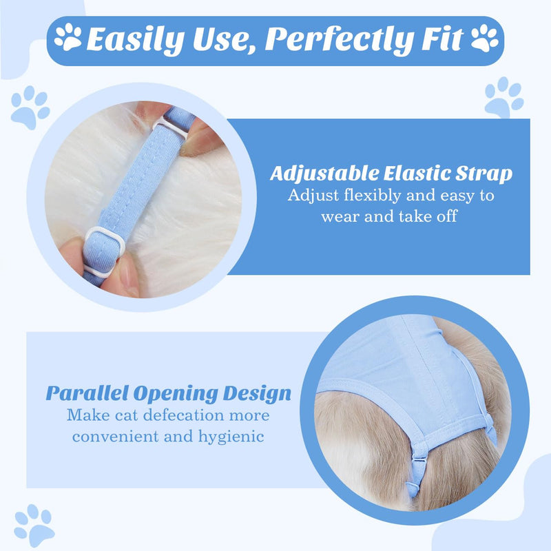 Cat Surgery Recovery Suit for Female Cat, Breathable Surgical Recovery Shirt for Abdominal Wounds Skin Diseases After Surgery, Soft Fabric Kitten Onesie, E-Collar Alternative for Cats, S Blue Small