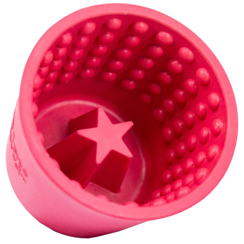 LICKIMAT Yoggie Pot – Distraction, Fun and Enrichment. Long Lasting Rubber Licking Treat Dispenser for All Dog Sizes and Slow Feeder for Small Dogs. Pink