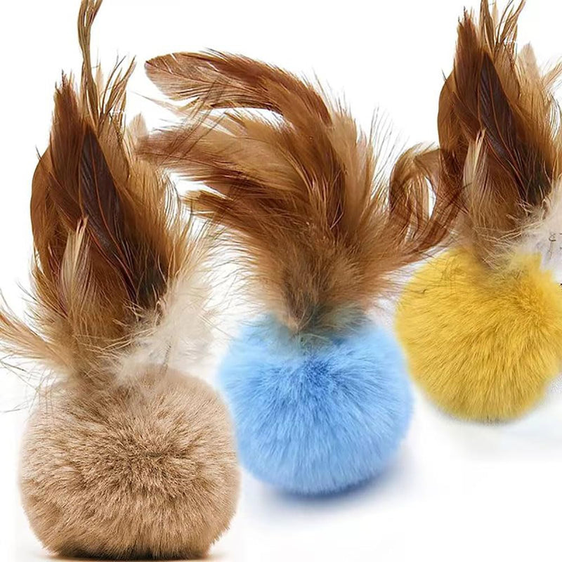 Cat Toys for Indoor Toys,Rainbow Cat Wand Toys,Feather Flips Plush Ball Cat Toys,Interactive Feather Toy for Teaser Play and Chase Exercise with Kitten 6 Pack pack 6 - PawsPlanet Australia