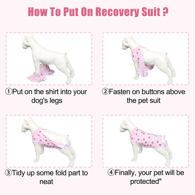 FEimaX Dog Surgery Recovery Suit Female and Male Spay with Pee Hole, Pet Body Suits for Puppy After Spayed, Neuter Surgical Onesie for Small and Medium Dogs Cats, Alternative Bandages E-Collar & Cone Strawberry X-Small - PawsPlanet Australia