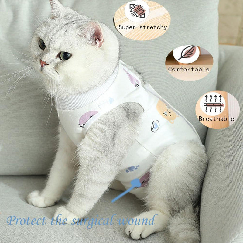 Cat Recovery Suit Female Kitten Onesie for Cats After Surgery Female Spay Surgical Abdominal Wound Skin Diseases Cone Collar Soft Alternative Wear (Cat, M) Cat
