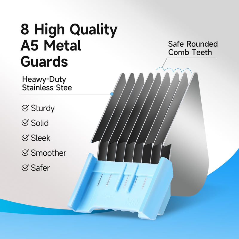 Animal Stainless Steel Clip Attachment Guide Comb Set for 5-in-1 Detachable Blade Pet Dog and Cat Grooming Clippers U-Shaped Blade(Not compatible with A5 style Detachable Blade)