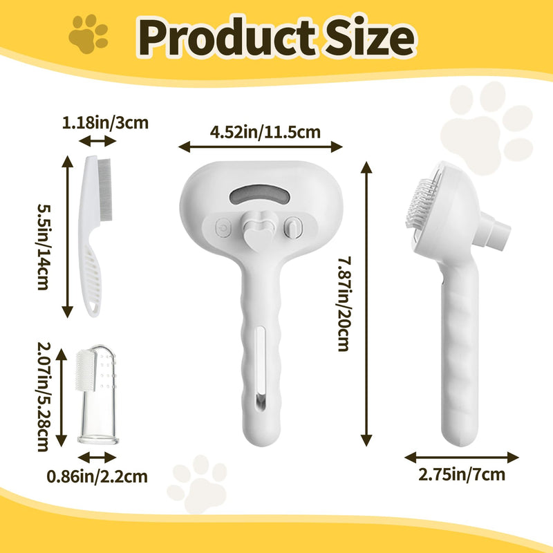Cat Steam Brush, Pet Steam Brush for Dog & Cat, 3 in 1 Anti-Static Self Cleaning Spray Comb for Cats Dogs Small Animals Long Short Haired White - PawsPlanet Australia