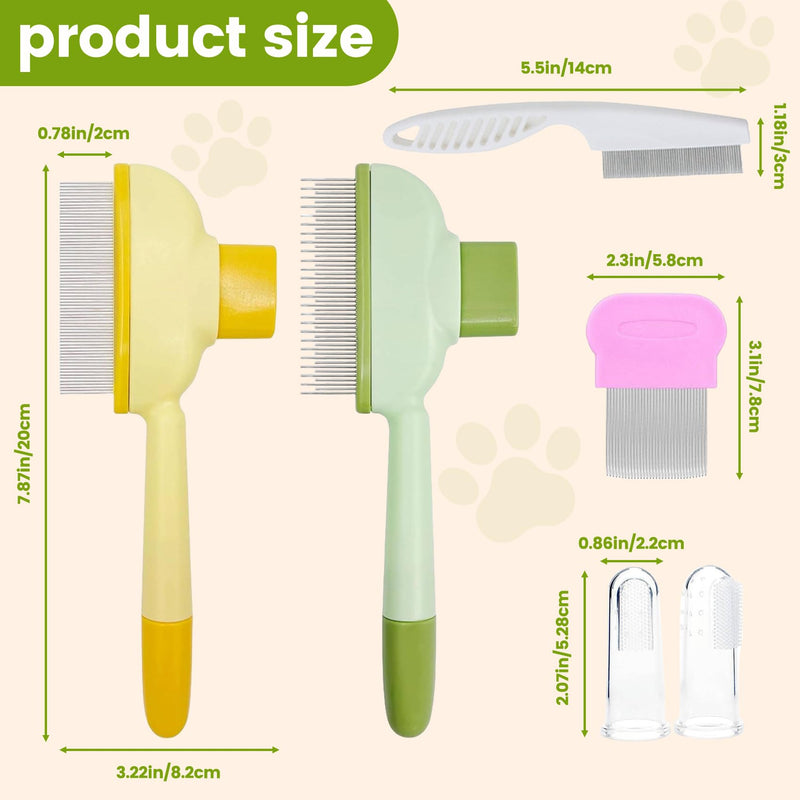 6 Pack Flea Comb for Cats & Dogs - Self Cleaning Pet Comb Grooming Brush with Long & Short Stainless Steel Teeth for Shedding Pet Hair Removal Comb with Pets Toothbrush Finger Brushes (1set) 1set - PawsPlanet Australia