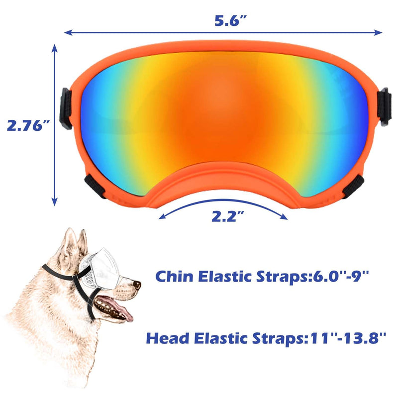 Medium Dog Sunglasses with Adjustable Strap UV Protection, Winproof Dog Puppy Sunglasses, Suitable for Medium Dog Pet Glasses, Dogs Eyes Protection,Soft Dog Goggles Orange Frame&Colours Lens - PawsPlanet Australia