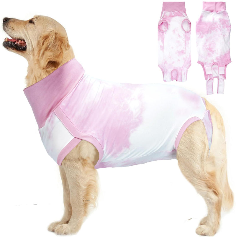 Lianzimau Dog Recovery Suit,Spay Suit for Female Dog,E-Collar Cone Alternative After Surgery Anti-Licking,Neuter Suit for Male Dogs,Dog Surgical Suit for Abdominal Wounds Dog Onesie Body Suits Medium Pink