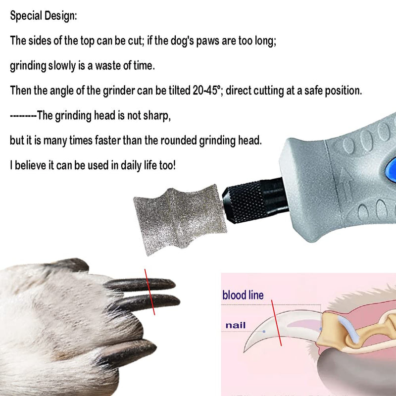 Diamond Dremel Dog Nail Grinder Bits for Rotary Tool-1/8'' Dremel Dog Nail Grinder Attachment-Pet Nail Grinder Bit Work for Animals Nail Care（Large B） - PawsPlanet Australia