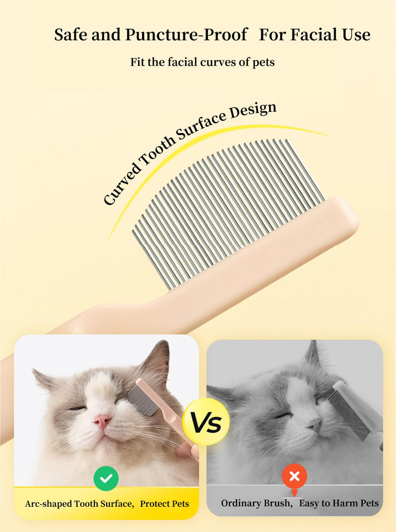 Stainless Steel Dog Eye Comb - Small Design for Pet Facial & Paw Grooming, Round-Tip Arc Teeth, ABS Handle, Puppy Flea Brush, Fit Yorkie, Shih Tzu, Maltese Maltipoo Pomeranian - PawsPlanet Australia