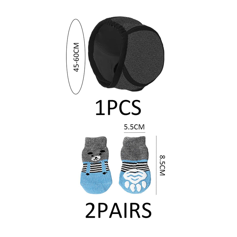 1 Piece Of Dog Earmuffs And 4 Socks, Waterproof And Anti-Fright, Pet Swimming And Bathing Headgear, Safety Protection Accessories.