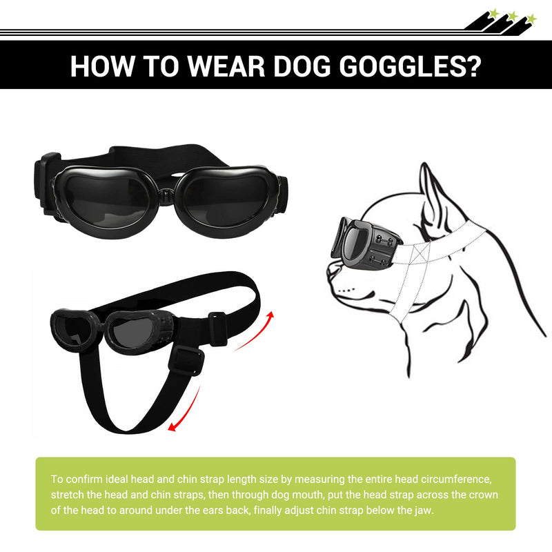 Dog Helmet and Goggles for Small Breed Dog, UV Protection Dog Motorcycle Goggles Helmet with Ear Hole, Dog Bike Helmet Black goggles+ Helmet