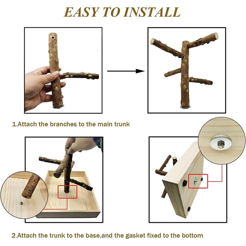 Hamiledyi Bird Perch Stand Playground Parrot Playground Tabletop Natural Wooden Perch PlayStand Platform Toys for Parrots Parakeets Lovebirds Canaries Cockatiels Conure - PawsPlanet Australia