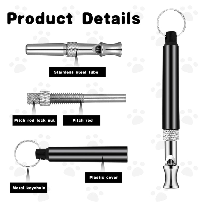 2 Pack Dog Whistle to Stop Barking Neighbors Dog, Dogs Whistle Training Whistles with Lanyard Adjustable Ultrasonic Silent Dogs Recall Whistles Effective Recall & Long Range (Black) - PawsPlanet Australia