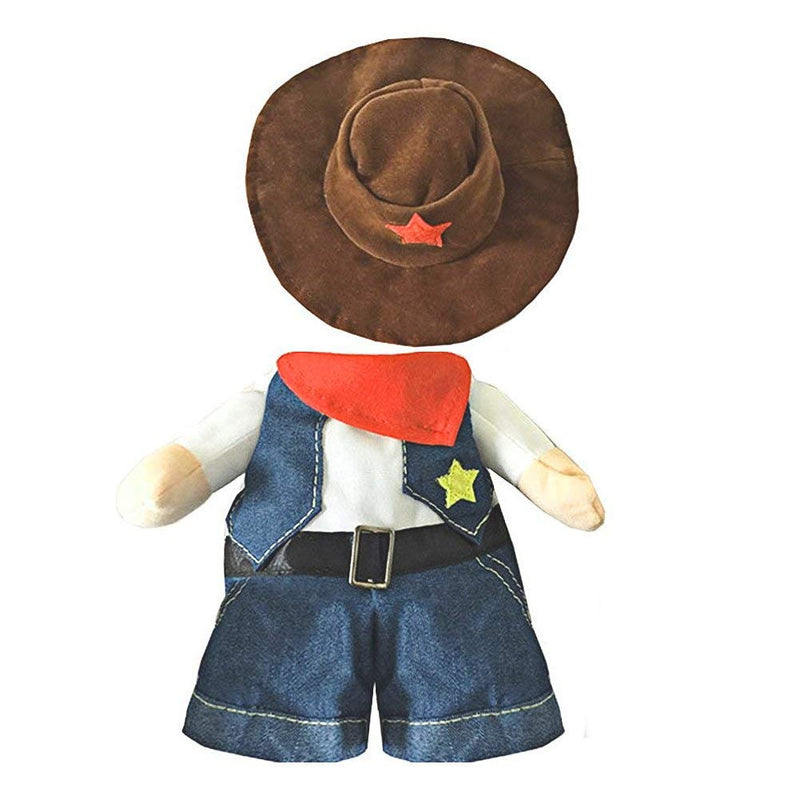 NACOCO Cowboy Dog Costume with Hat Dog Clothes Halloween Costumes for Cat and Small Dog (Small) Blue Small (Pack of 1) Dark blue cowboy