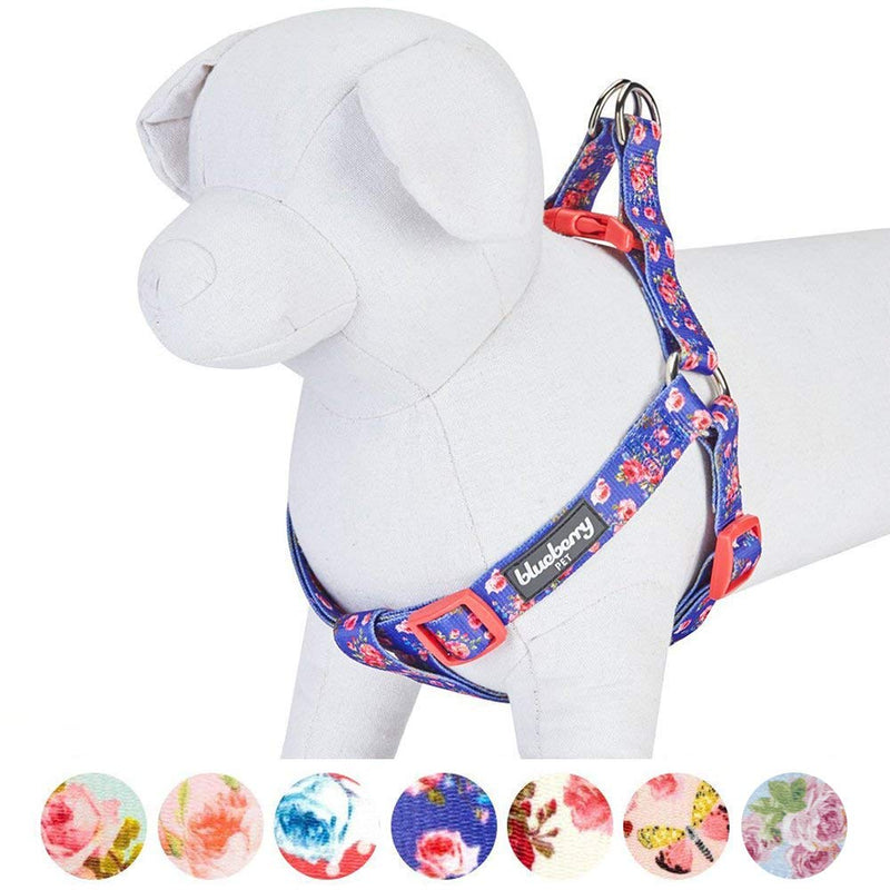 Blueberry Pet 9 Patterns Step-in Spring Scent Inspired Rose Print Irish Blue Dog Harness, Chest Girth 16.5" - 21.5", Small, Adjustable Harnesses for Dogs - PawsPlanet Australia
