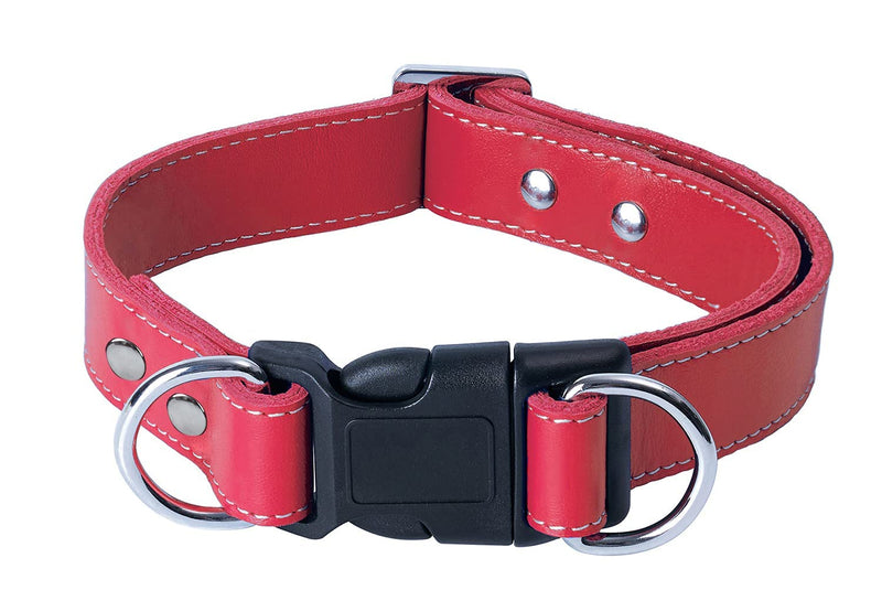 Soft Leather Dog Collar Adjustable Size Suitable for Large Medium and Small Dogs Running and Walking.Black/Coffee/Red /Blue (Red, S 10"-13" W 3/4") Red S 10"-13" W 3/4" - PawsPlanet Australia