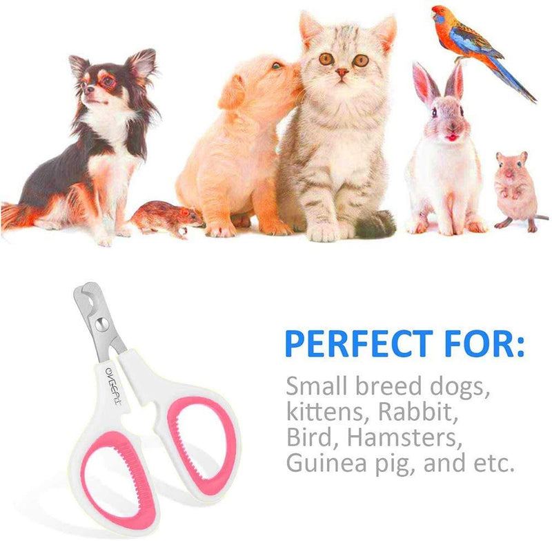 OneCut Pet Nail Clippers, Update Version Cat & Kitten Claw Nail Clippers for Trimming, Professional Pet Nail Clippers Best for a Cat, Puppy,Rabbit, Kitten & Small Dog,Sharp & Safe (Pink) Pink