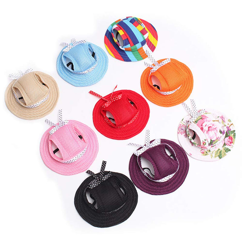 Pet Cap, Round Hat Fashion Dog Canvas Princess Hat Baseball Adjustable Chin Strap Sun Protection Visor for Puppy Dog (L, Color) L - PawsPlanet Australia