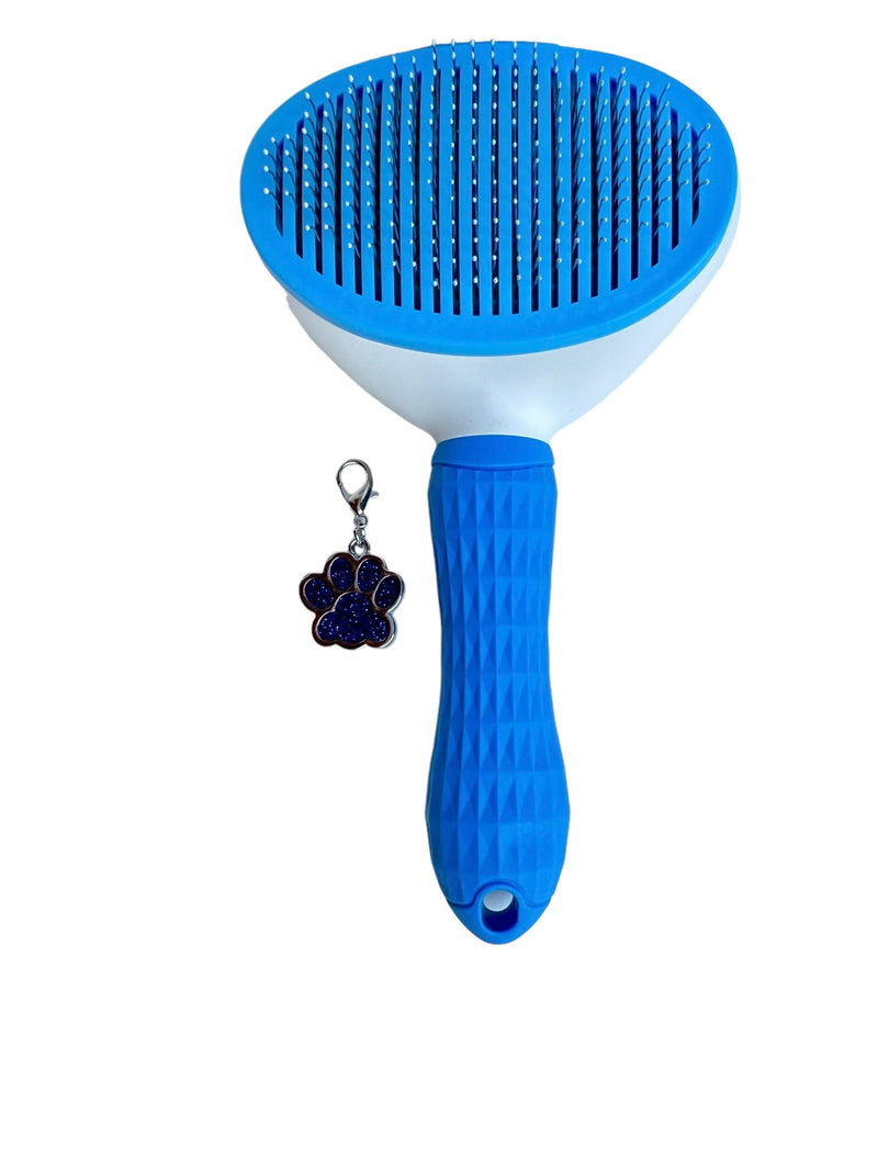 Self-Cleaning Pet Grooming Brush – Stainless Steel Slicker Brush for Dogs, Cats, Rabbits & Small Pets – Ideal for Shedding, Tangles, and Mats – Perfect for Short & Long Hair Breeds by (Blue) Blue - PawsPlanet Australia