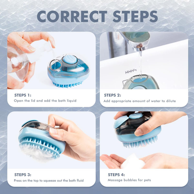 Pet Cat & Dog Bath Brush | Dog Shampoo Brush | Dog Scrubber for Bath | Dog Grooming/Washing/Shower Brush Easily Removes Loose Undercoat for Short & Long Haired Dogs/Cats (Blue) Blue - PawsPlanet Australia