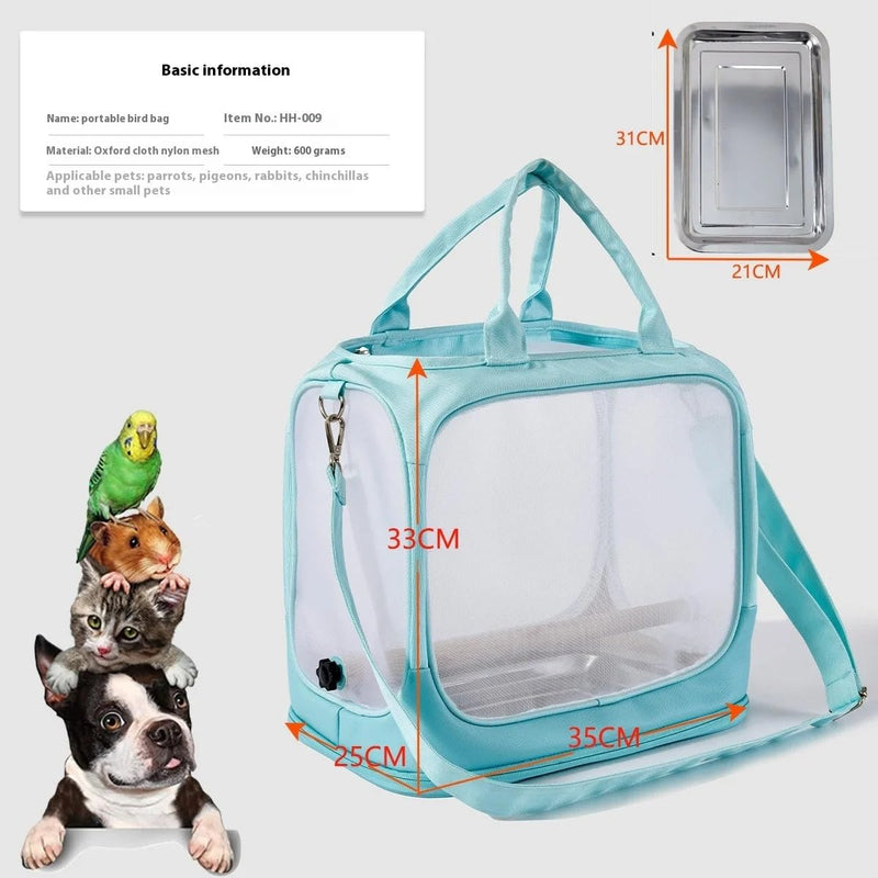 Parrot go Out Portable Bird Bag Oxford Cloth Clear pet cage Foldable pet Go Out Bird Bag (Green) Green - PawsPlanet Australia