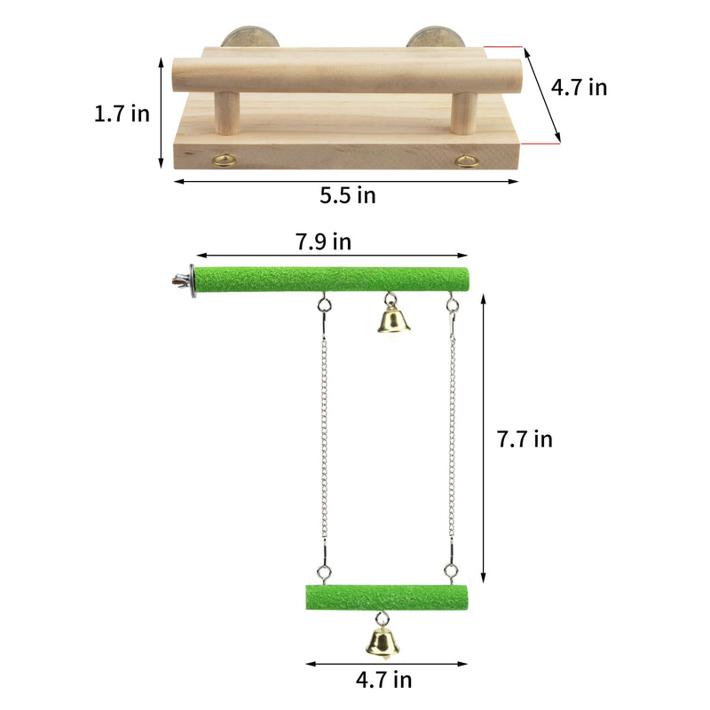 Bird Perches for Cage, Natural Wood Platform Bird Swing Bird Perch Stand Paw Grinding Stick for Parakeet Cockatiels Lovebirds Cage Accessories Pattern 2 - PawsPlanet Australia