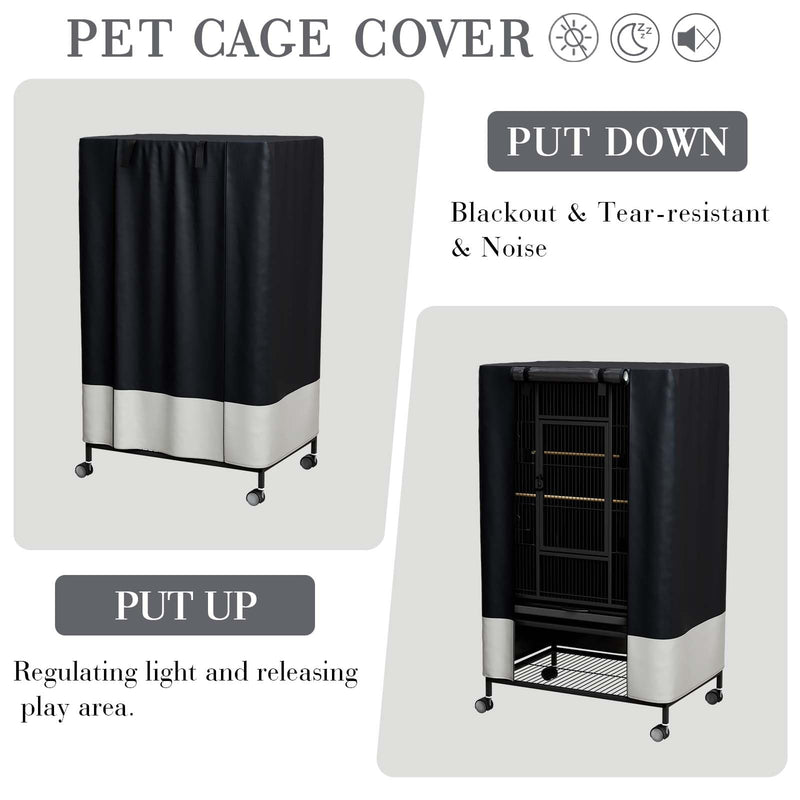 Bird Cage Cover for Night - with Top Blackout Birdcage Cover for Winter Universal Breathable Large Nighttime Cage Cover for Bird (BlackGrey, 33x23x41 inch) L-33x23x41 inch BlackGrey - PawsPlanet Australia