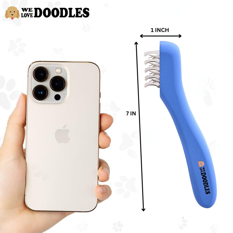 We Love Doodles Dematting Comb for Dogs - Dog Hair Mat Remover, Detangler Comb & Deshedding Tool, Removes Tangles, Knots, & Loose Hair, Metal Comb, Ergonomic Handle Family (5 Blades) 5 Blades - PawsPlanet Australia