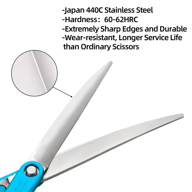 6.5" Curved Grooming Scissors for Dogs 440C Stainless Steel Professional Dog Grooming Scissors with Ultra-Light Aeronautical Aluminum Handle (Blue-Curved) Blue - PawsPlanet Australia