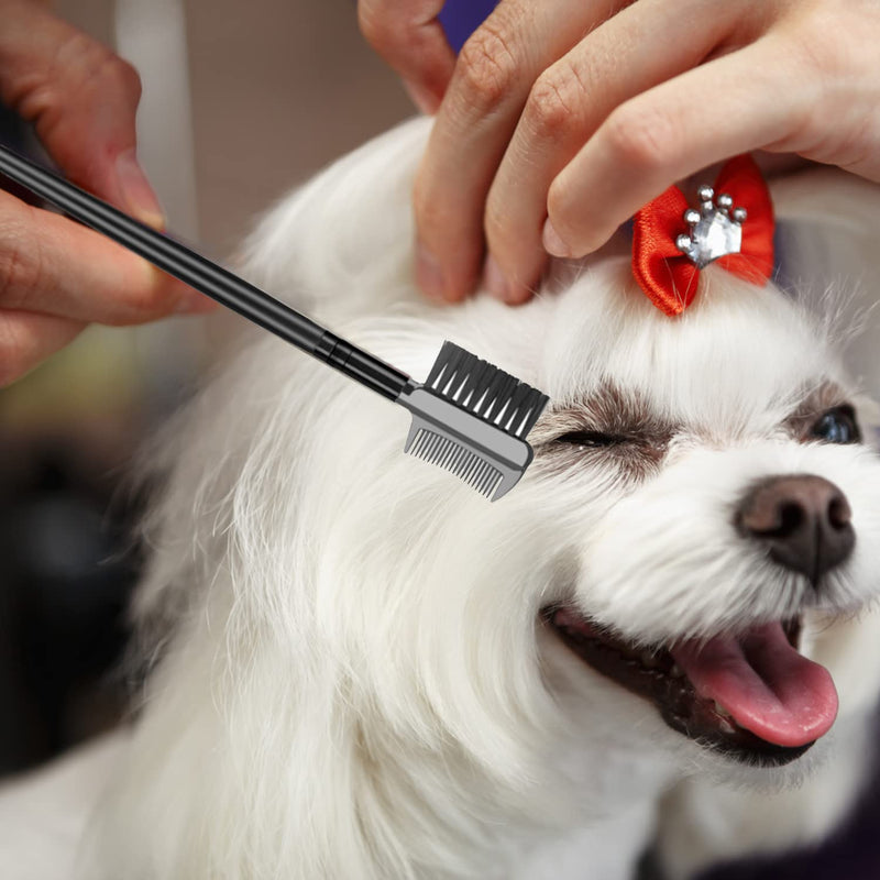 Flea Comb Lice Comb Cat & Dog Pet Grooming Combs Tear Stain Remover Remove Mucus Crust 2-in-1 Metal Round Smooth Teeth Comb Remove Floating Hair Tangles Dander green