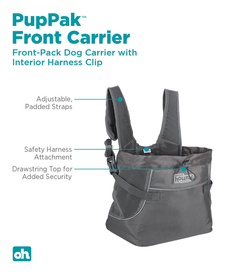 Outward Hound PoochPouch & PupPak Carriers, Lightweight Dog Packs & Front Carriers PupPak Front Carrier Medium Grey - PawsPlanet Australia