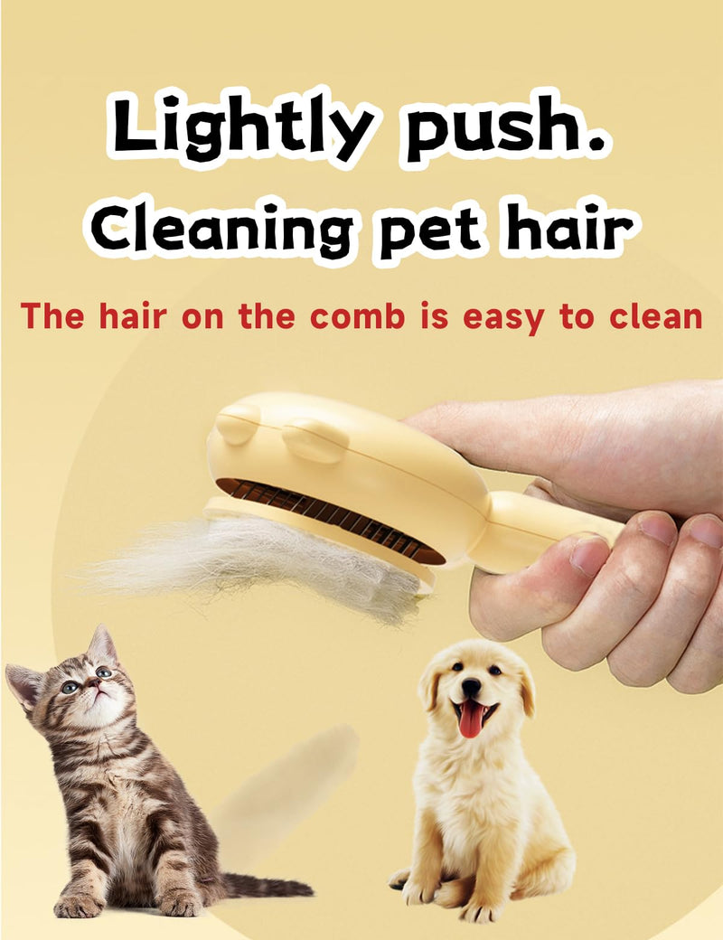 Cat Brush,Dog Brush, Pet Hair Cleaner Brush,Pet Grooming Cat Dog Brush,Pet Comb-Cat Comb for Kitten Massage Removes Loose Fur-Cat Grooming Brush Long Short Hair Cats Dogs Pet Brush (Yellow) Yellow - PawsPlanet Australia