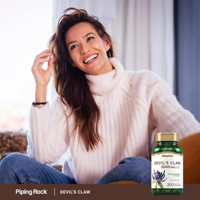 Piping Rock Devils Claw | 200 Capsules | Herbal Supplement | Concentrated Extract | Non-GMO, Gluten Free