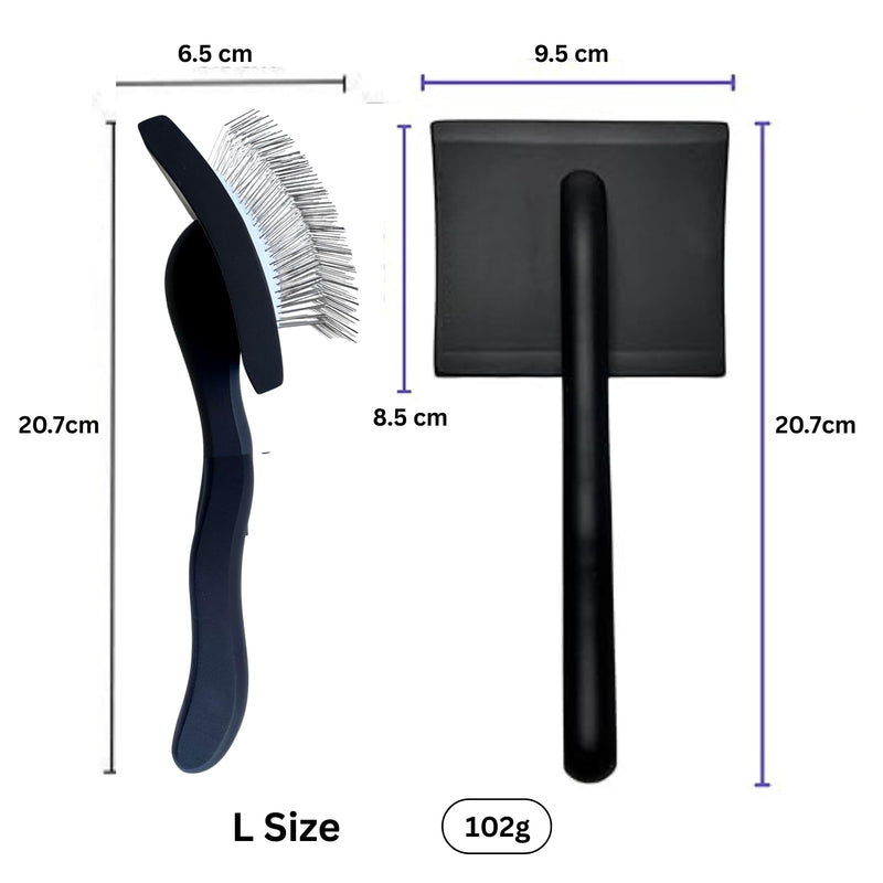 Pet Slicker Brush – Long Pin Grooming Tool for Dogs & Cats – Wooden Handle, Tangle & Shedding Remover – Black - PawsPlanet Australia
