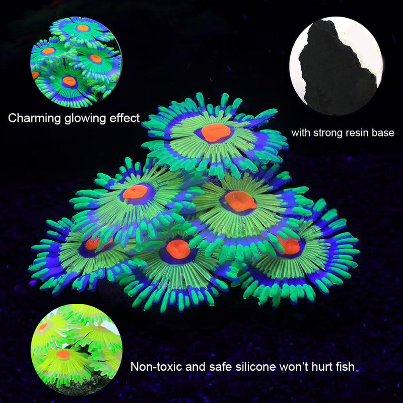 Glowing Effect Fish Tank Aquarium Decorations, Artificial Silicone Plants Ornaments for Fish Tank Landscape Decor Glow in The Dark Soft Anemone for Small Fish Bowl Decor Green - PawsPlanet Australia