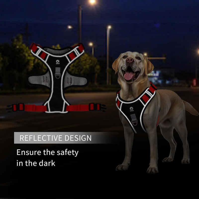 Dog Harness with Handle Tactical Large,No Pull Adjustable Reflective Military Dogs Vest for Labrador Retriever,Husky, German Shepherd Dog (Black/Red, Large) Black/Red - PawsPlanet Australia