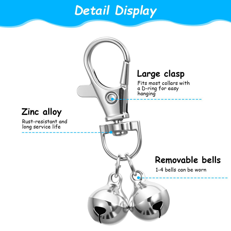 6Pcs Bell for Dog Collar, Cat Bells for Collar Loud, Mini Dog Cat Bell, Silver Pet Pendant Accessories Training Collars Charm with Snap Clips, Safe for Cats & Small Breeds - PawsPlanet Australia