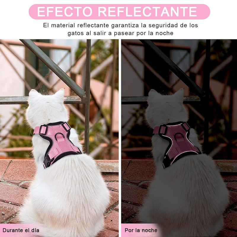 Voarge Cat Harness, Adjustable Cat Harness with 150 cm Leash, Safety Cat Harness for Small Medium Large Cat Adult Puppies Cat Harness for Walking Travel (Pink, M)