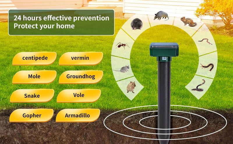 Green 8 Mole Repellent for lawns Gopher Repellent Ultrasonic Solar Powered Snake Repellent Deterrent Mole Repeller Vole Repellent Outdoor Lawns Garden Yard All Pests Sonic Spikes Stakes Chaser upgrade - PawsPlanet Australia