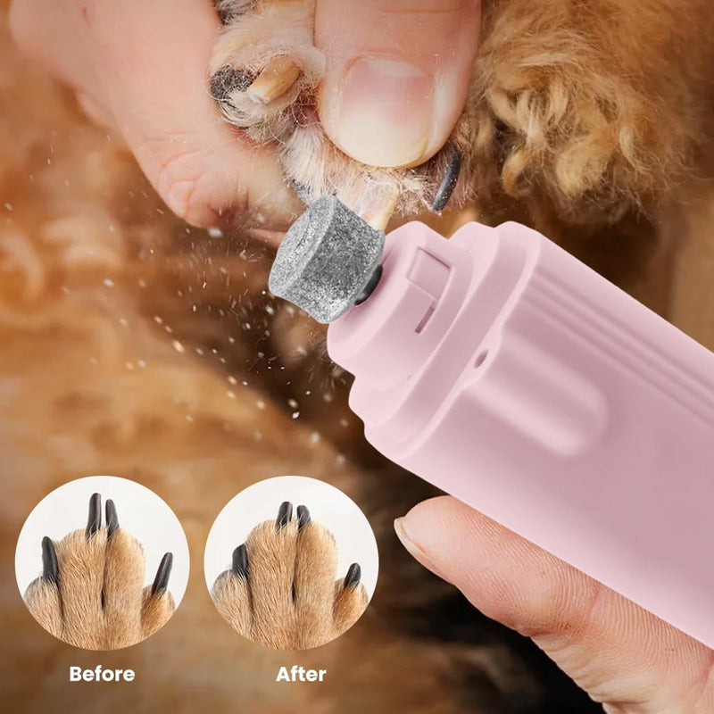 2-in-1 Dog Nail Grinder & Dog Nail Clippers Trimmers, Dogs Trimmer with LED Light + Splash Guard + Storage Case, Pet Claw Clippers for Dogs Cats, USB Rechargeable (Pink) Pink - PawsPlanet Australia