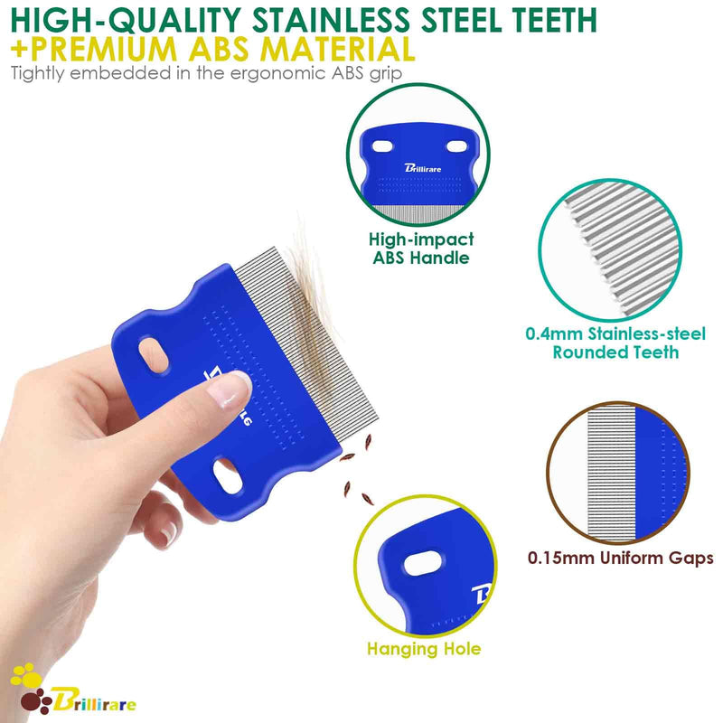 4 Pack Dog Grooming Comb, Pet Flea Lice Combs, Stainless Steel Cat Combs with Rounded Teeth, Double Sided Professional Pet Tear Stain Remover, Dematting Tool for Small, Medium & Large Pets - PawsPlanet Australia