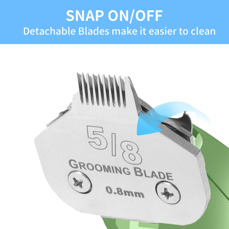 2 Pcs Size 5/8toe Detachable Dog Grooming Blades, Compatible with Andis, Oster A5, Wahl KM10 Series Clippers, Cut Length 0.8mm, Silver (5/8toe 0.8mm, 2 Packs) 5/8Toe-0.8mm, 2Pcs - PawsPlanet Australia